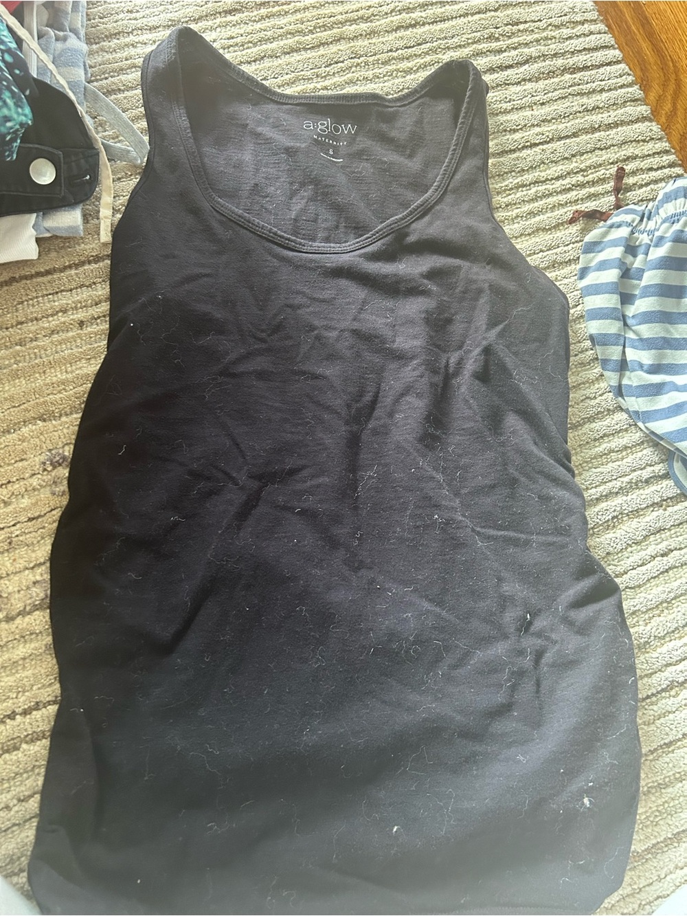 a:glow Black Scoop Neck Cotton Tank
